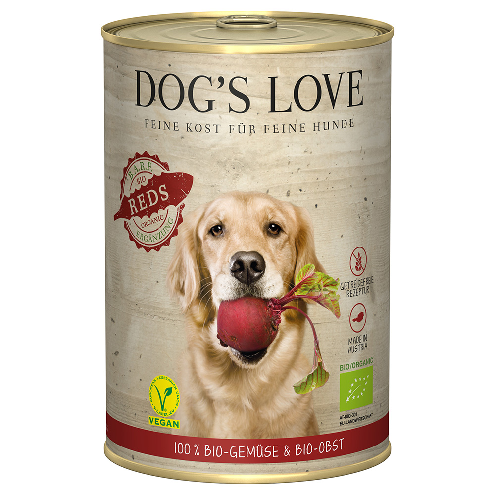Dog´s Love Bio Vegan 6 x 400 g  - Rojos