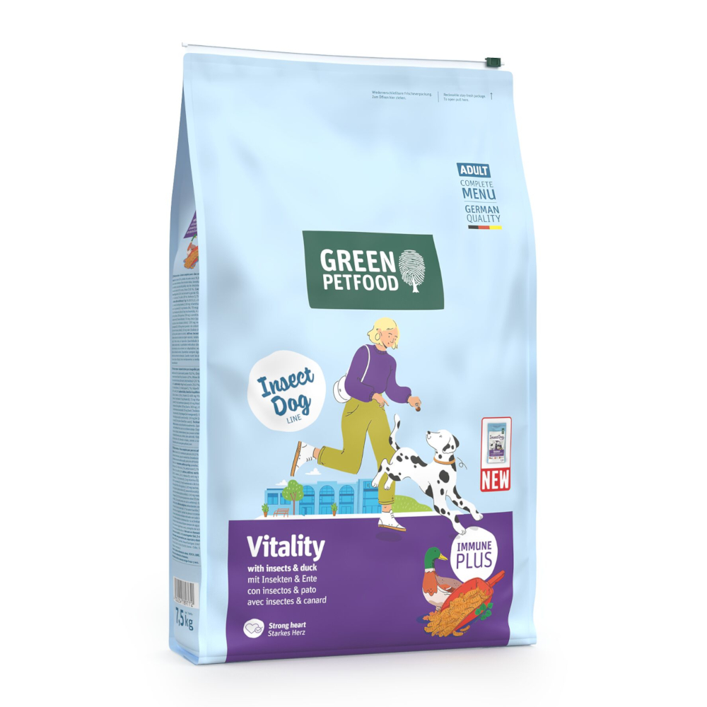 Green Petfood Vitality con insectos y pato - 2 x 7,5 kg - Pack Ahorro