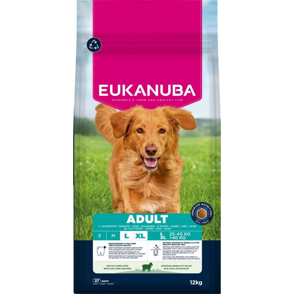 Pack Ahorro: Eukanuba 2 x 12/15 kg o 2 x 3 kg - Adult Large & Giant Breed cordero y arroz (2 x 12 kg)