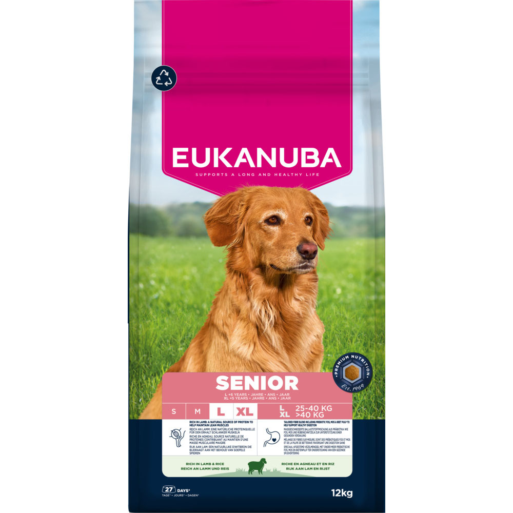 Pack Ahorro: Eukanuba 2 x 12/15 kg o 2 x 3 kg - Senior Large & Giant Breed cordero y arroz (2 x 12 kg)