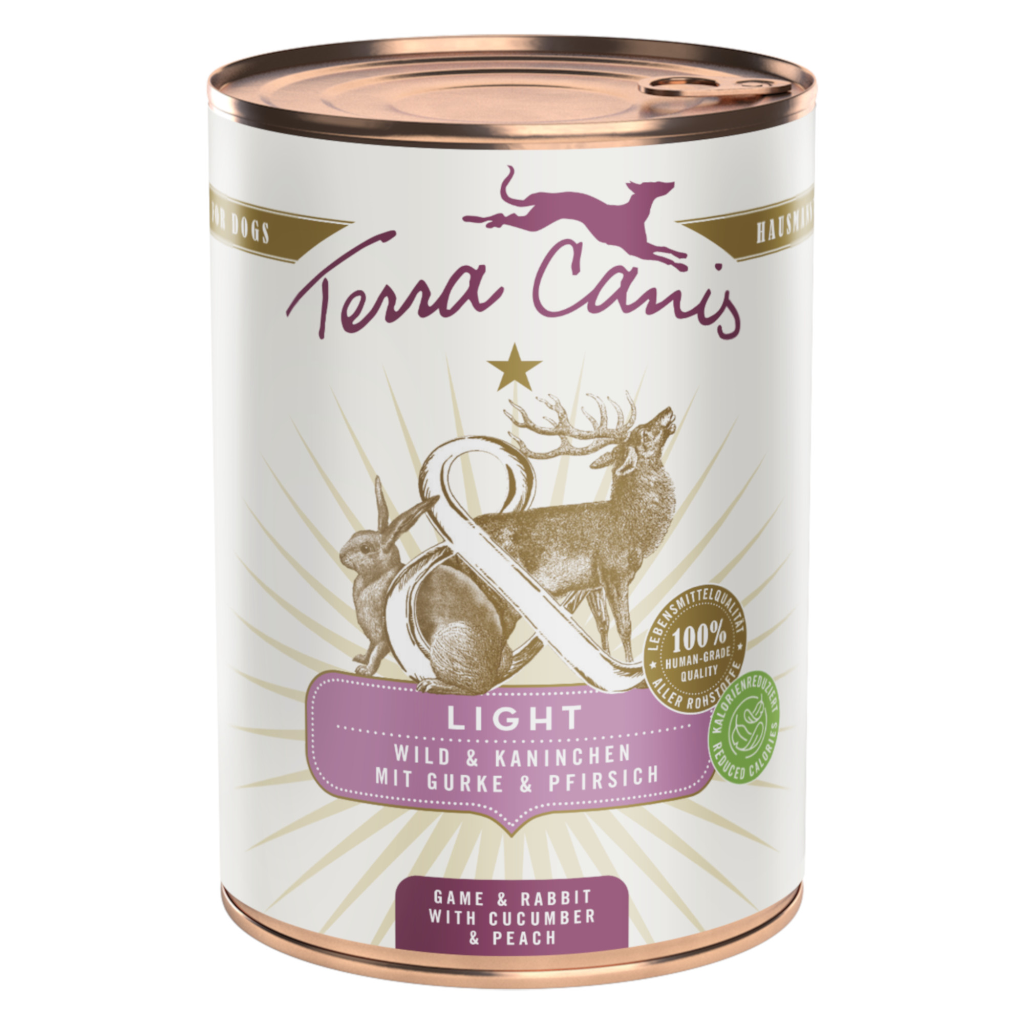 Terra Canis Light 6 x 400 g - Caza y conejo con pepino y melocotón